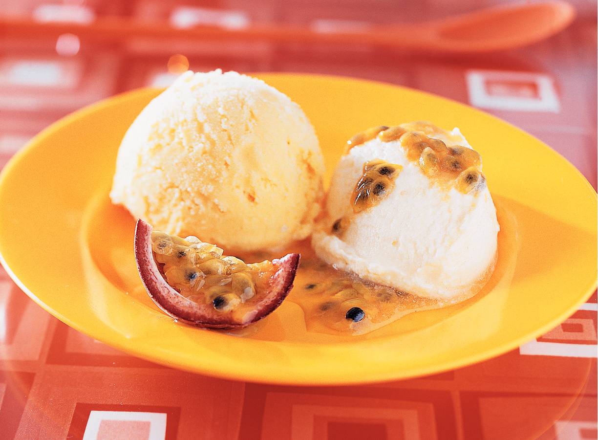 Vanillemascarpone met passievrucht