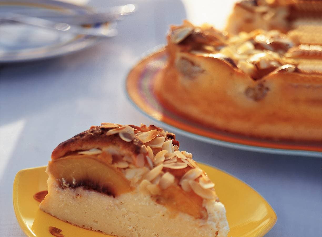 Rijke cheesecake met perziken