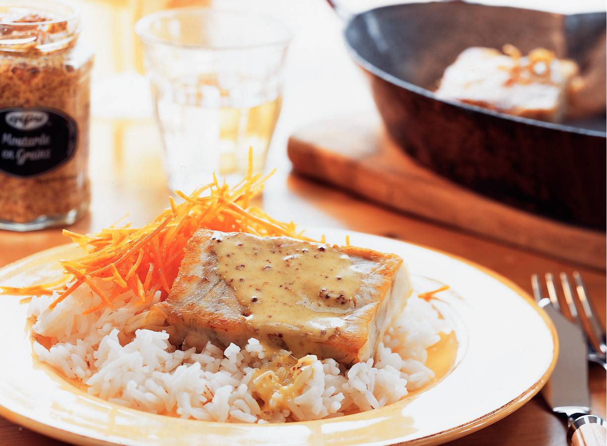 Koolvis in sinaasappel-mosterdsaus