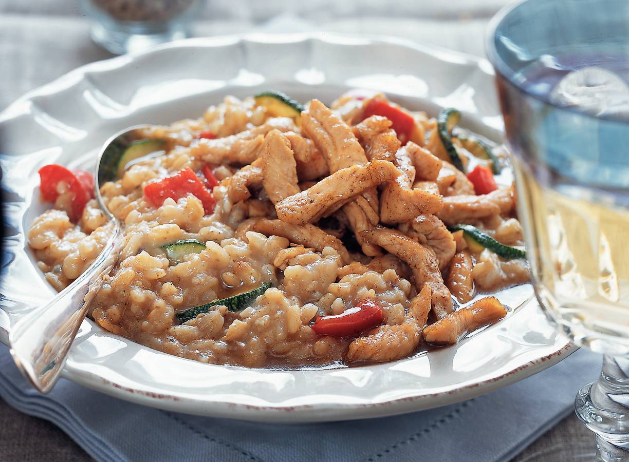 Groenterisotto met kalkoenschnitzel