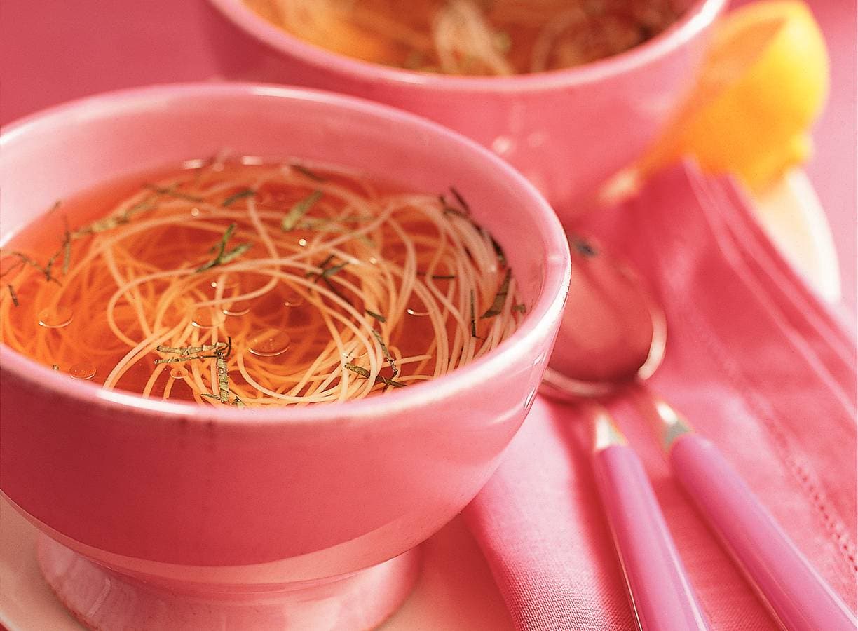 Wildbouillon met truffelolie en mihoen