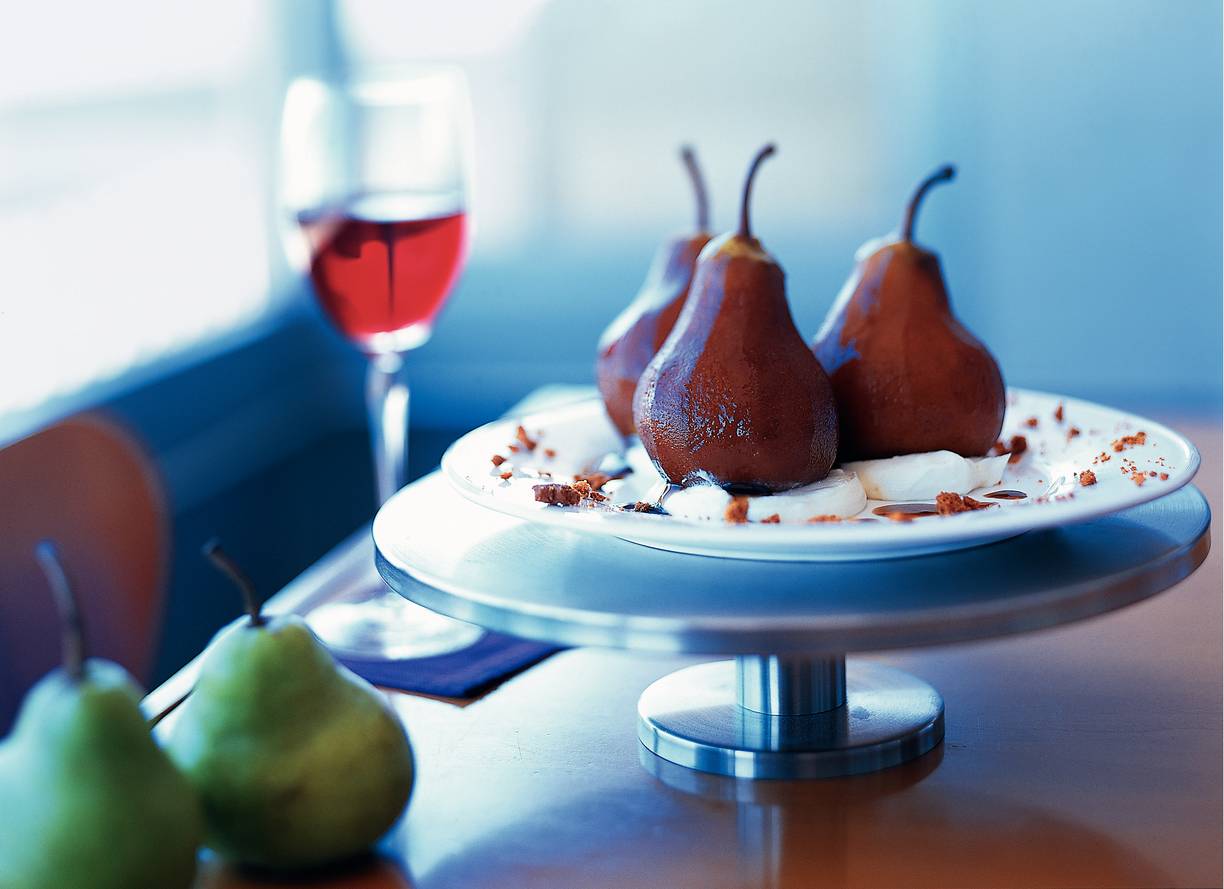 Peren in espressosiroop met mascarpone