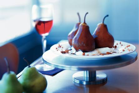 Peren in espressosiroop met mascarpone