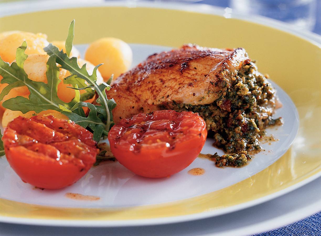 Varkensfilets gevuld met rucolapesto