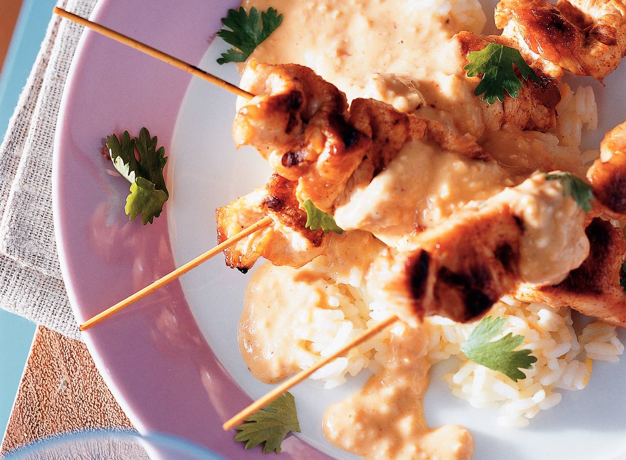 Kalkoenspiesjes met Thaise cashewnotensaus