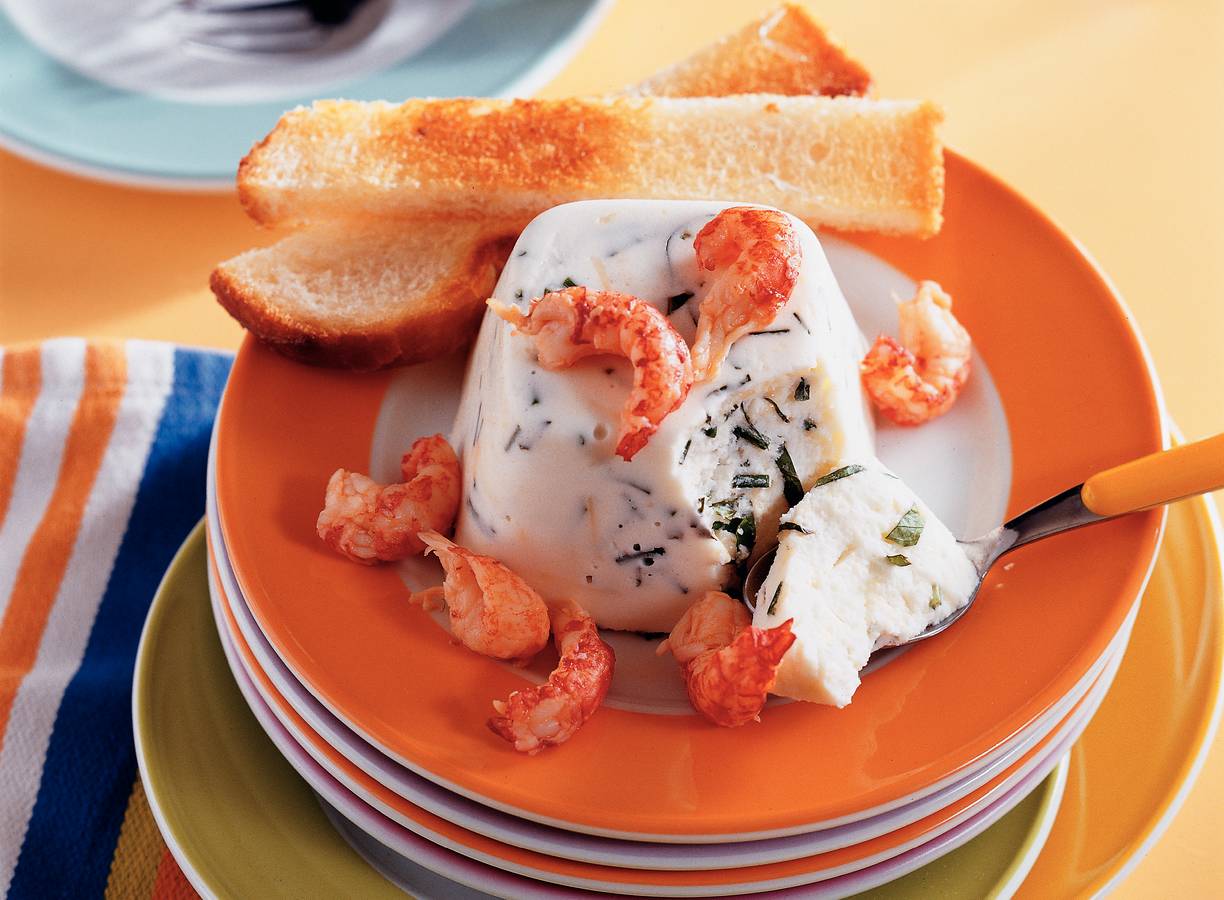 Kruidenpannacotta met rivierkreeftjes