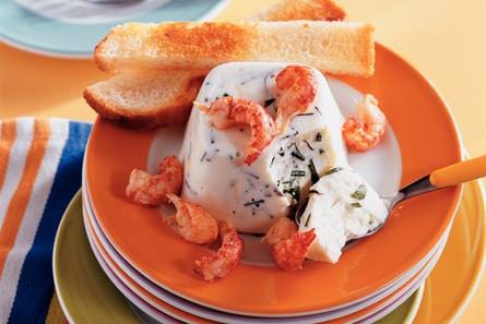 Kruidenpannacotta met rivierkreeftjes