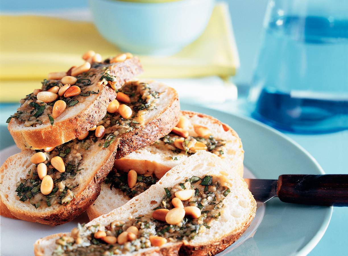 Focaccia met auberginespread