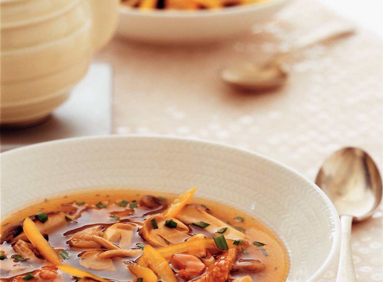 Krachtige paddestoelenbouillon