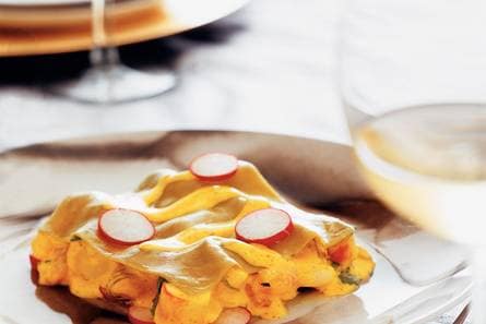 Lasagne met zeefruit en vermoutsaus
