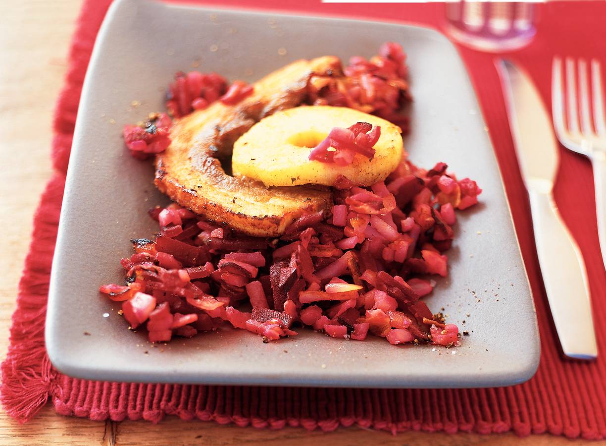 Bietjesrösti met appel en speklapjes
