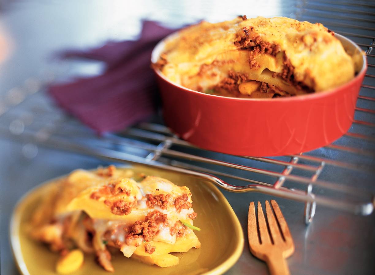 Lasagne van koolraap en prei