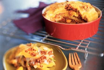 Lasagne van koolraap en prei