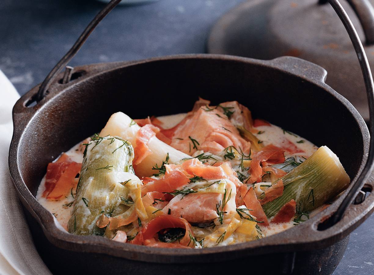 Waterzooi van zalm en prei