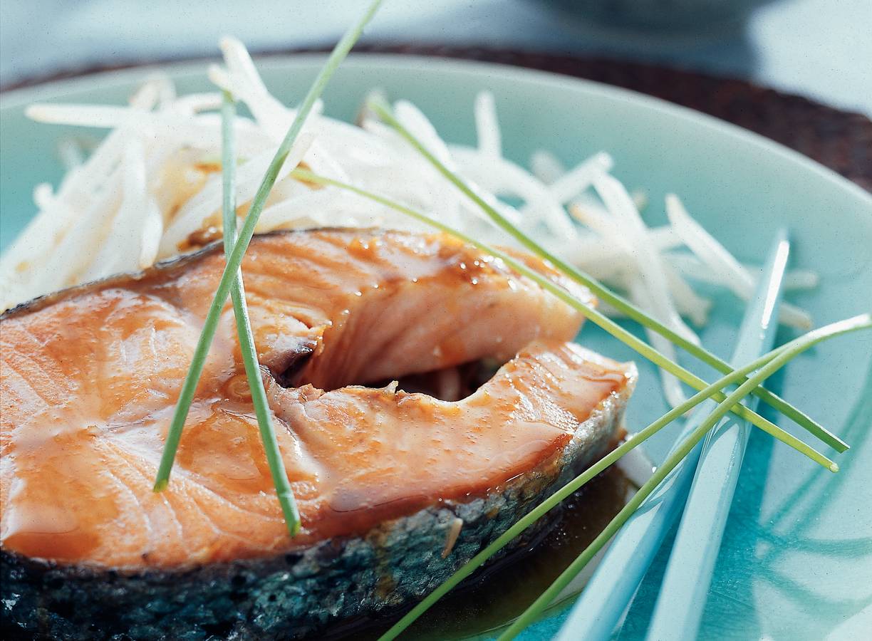 Zalm met wasabidressing