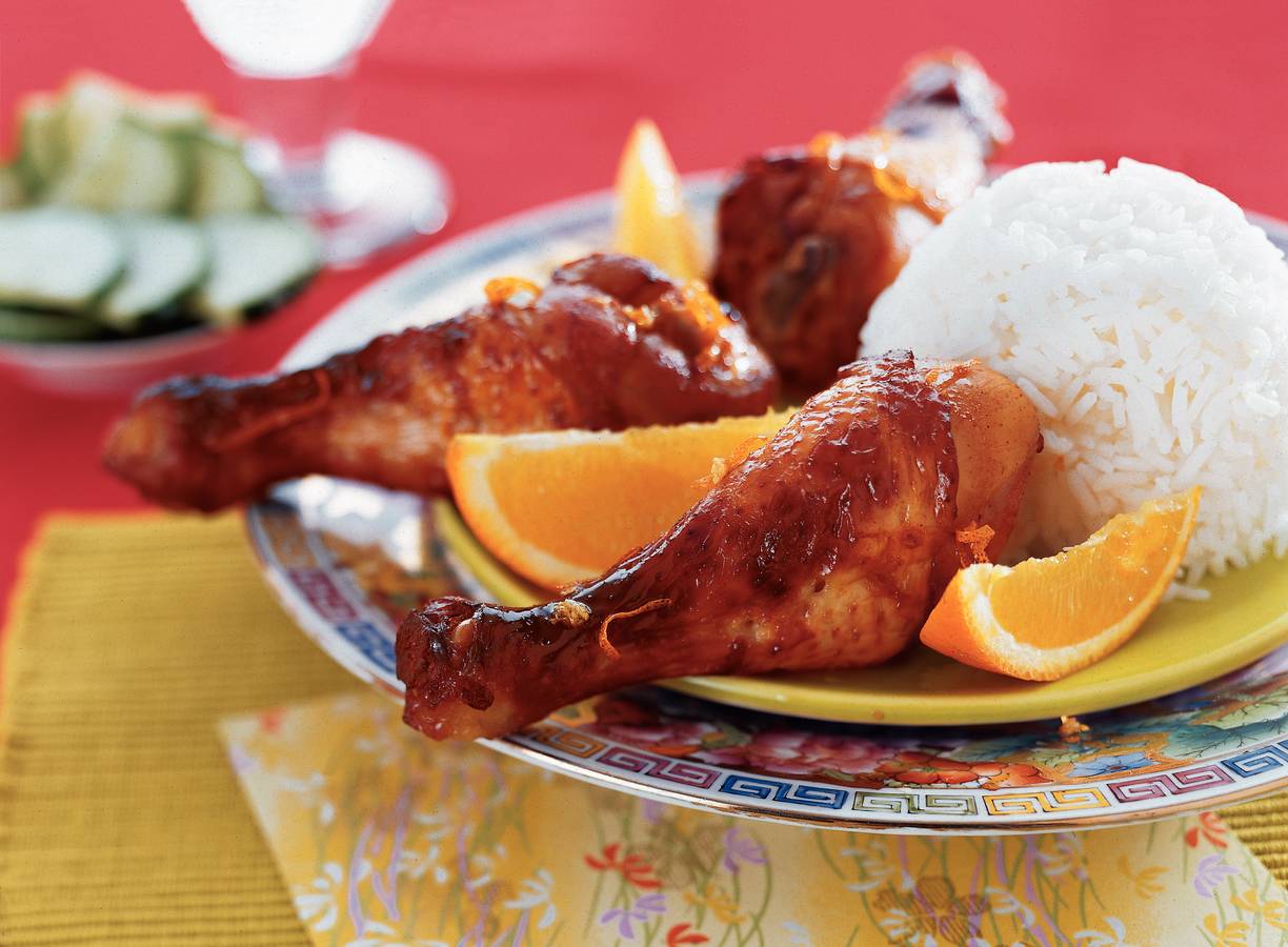 Kipdrumsticks in sinaasappel-honingmarinade