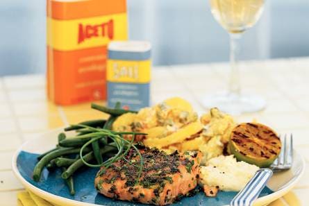 Zalmfilet met bieslook en mierikswortelcrème