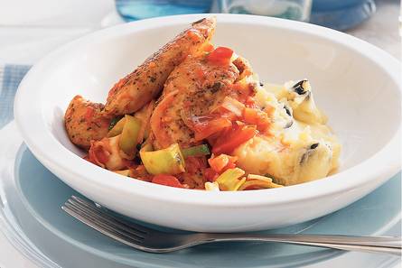 Kip piri piri met aardappel-olijvenpuree