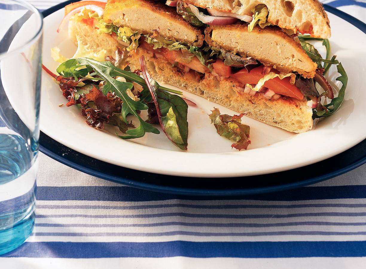 Focacciaburger met Quornfilet