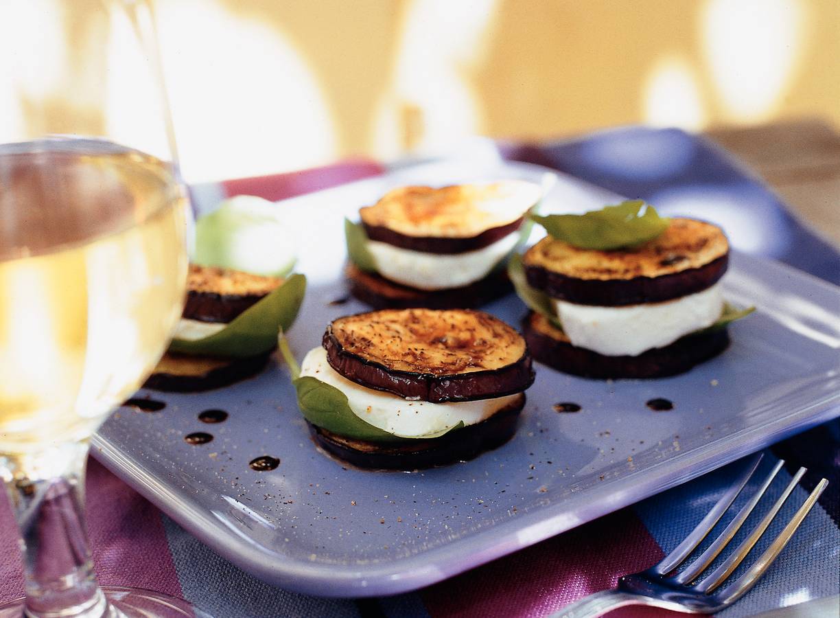 Gebakken aubergine met mozzarella