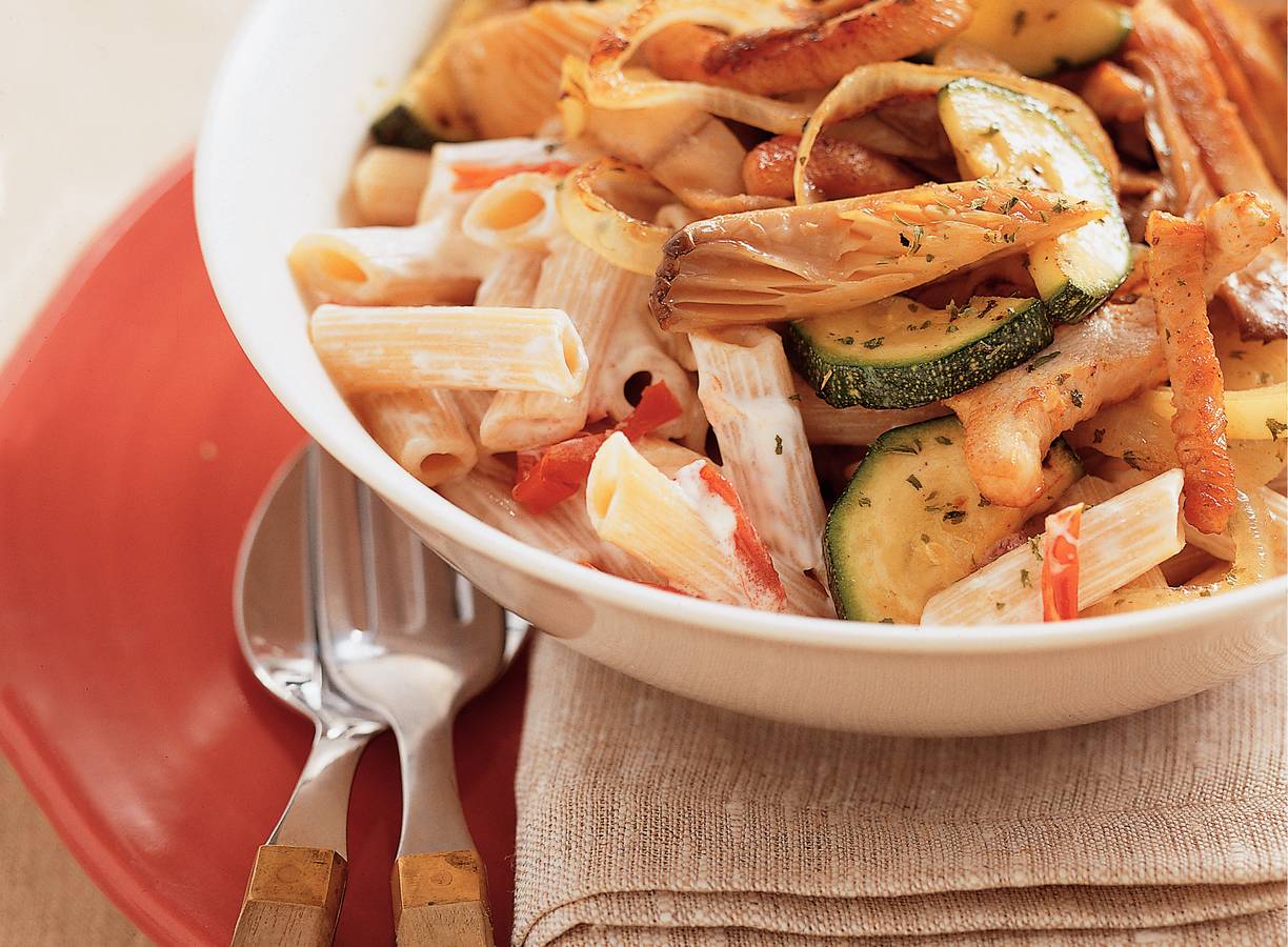 Penne met romige kalkoen-courgettesaus