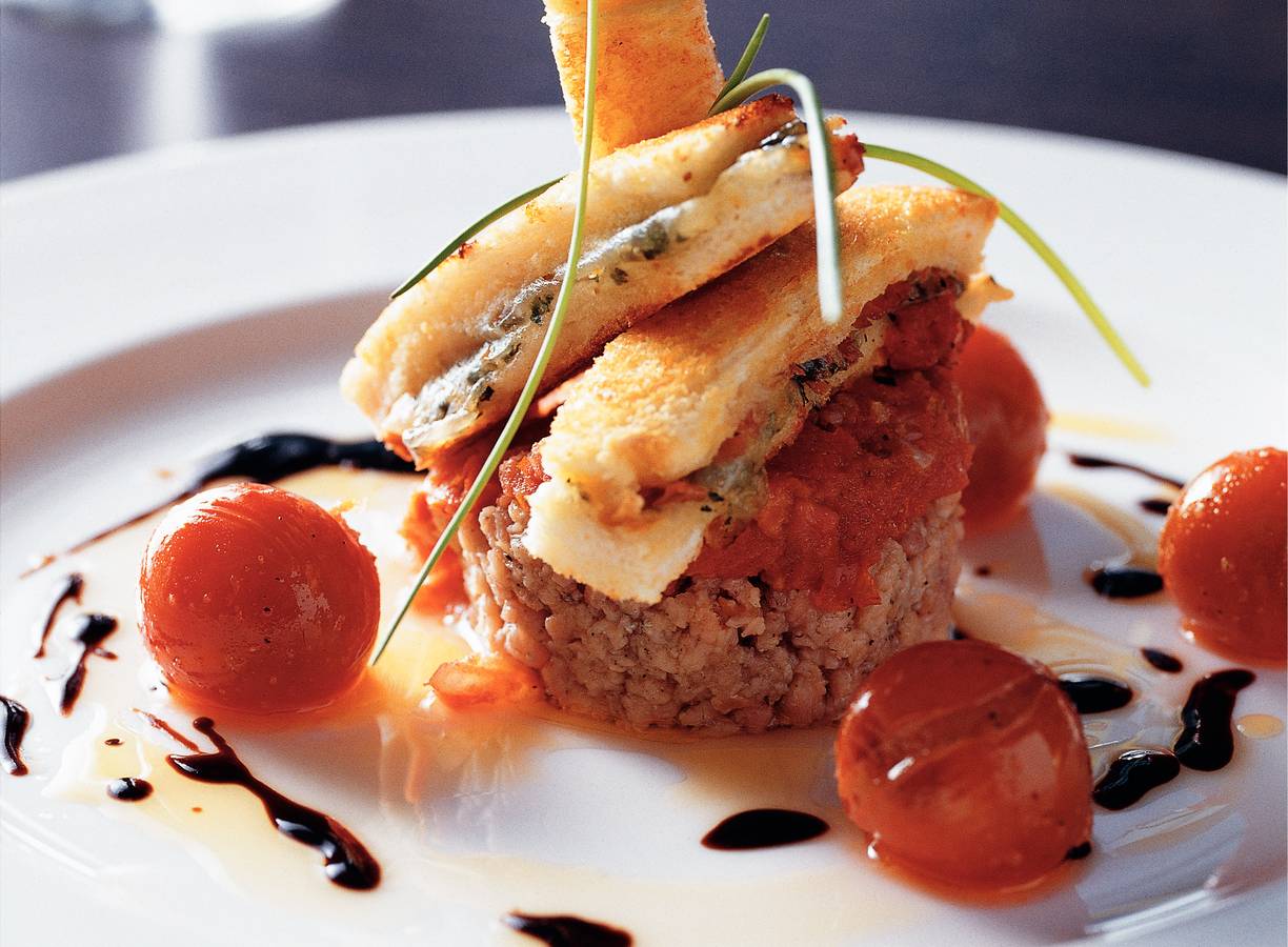 Garnalentartaartje met tomatensalsa en mozzarellatosti