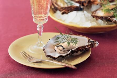 In eigen vocht gepocheerde oesters