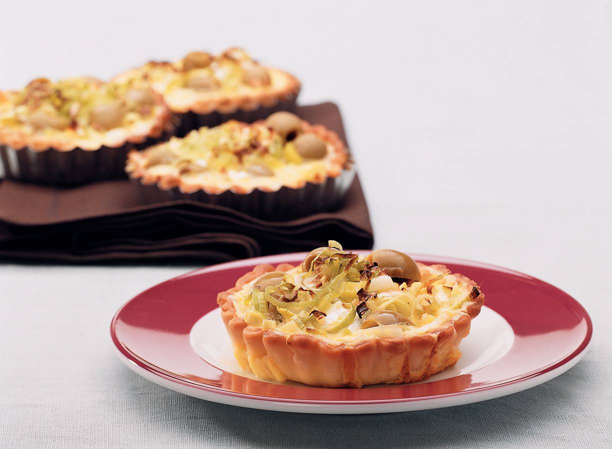 Preitaartje met mascarpone en olijven