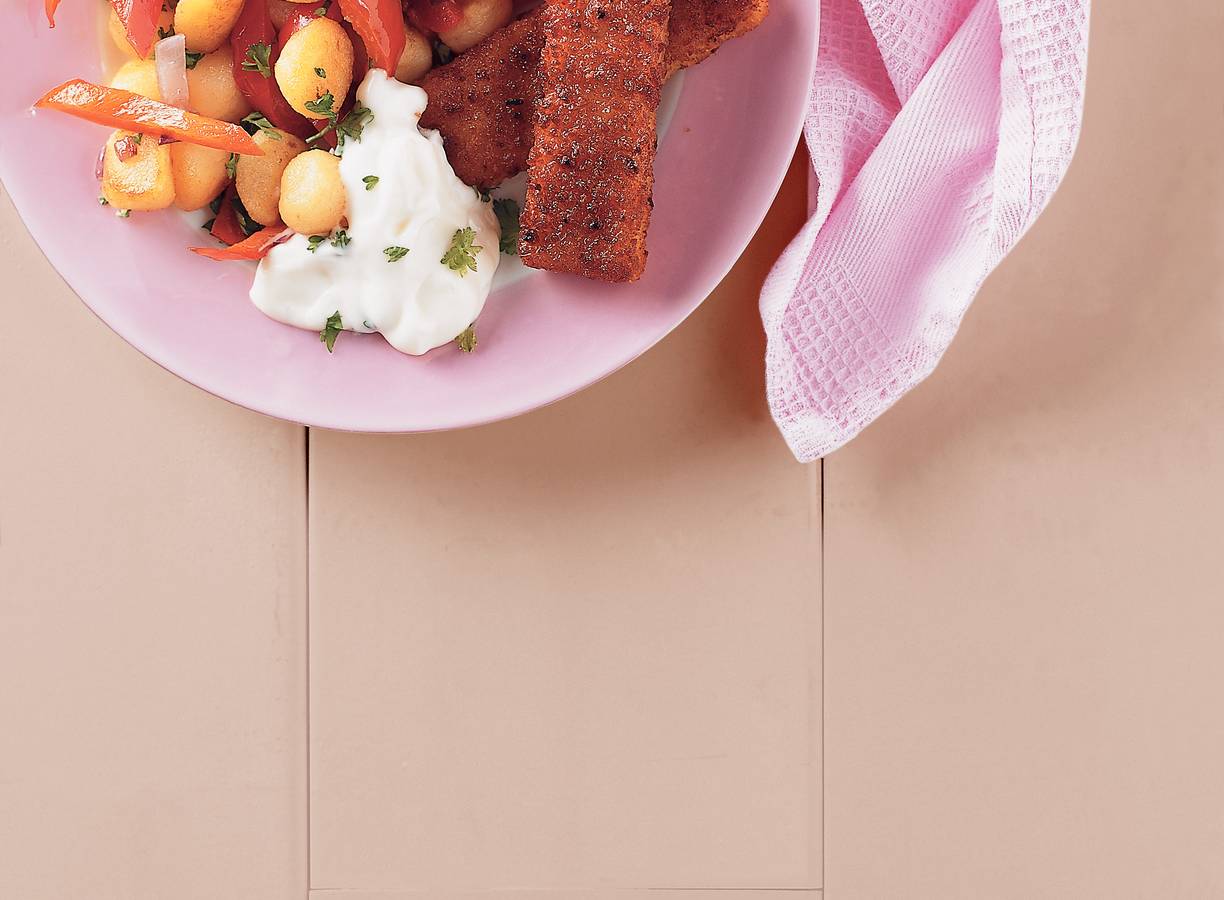 Krieltjes met paprika en vissticks