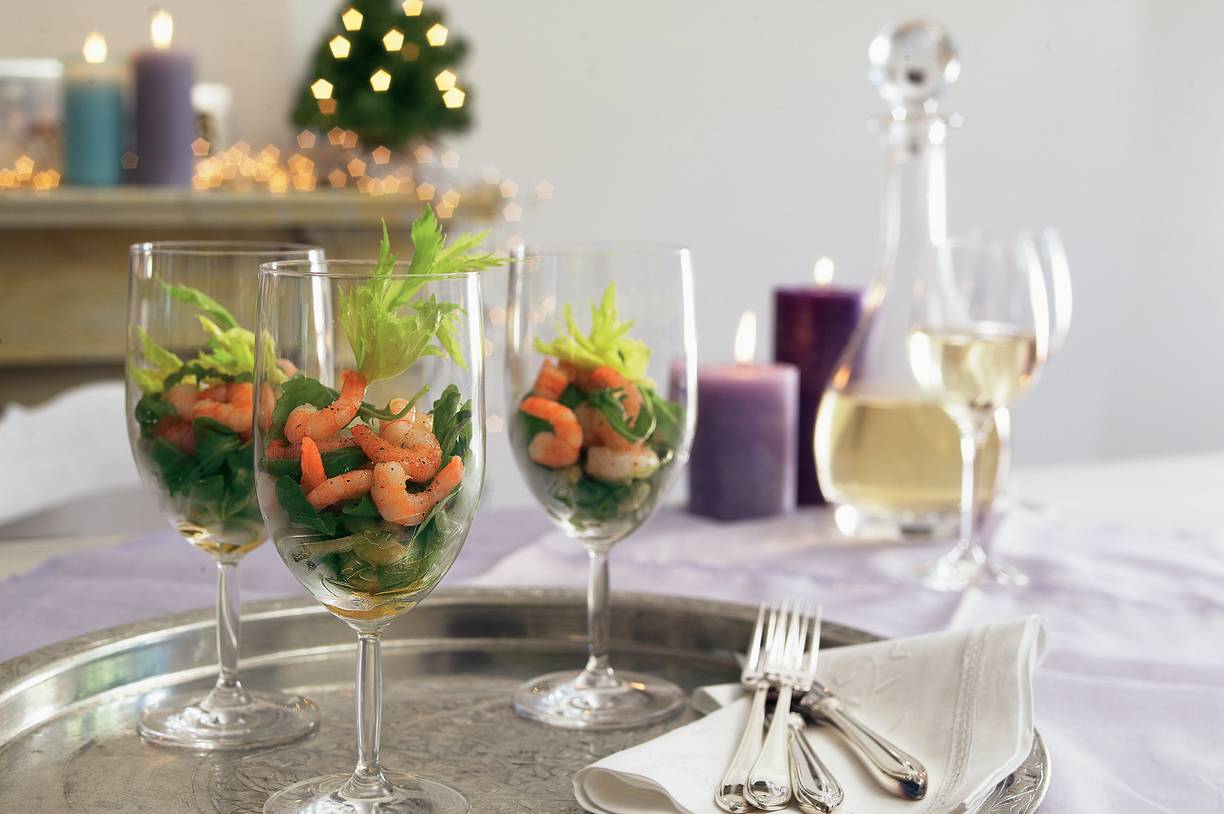 Cocktail van tijgergarnalen met whisky