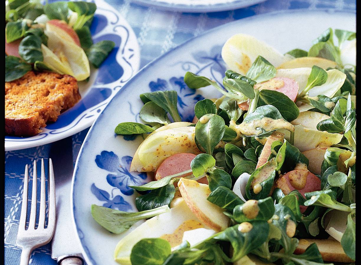 Salade met Groninger-mosterddressing en toast van
Groningerkoek