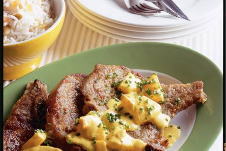 Karbonade met ananas-kerriesaus