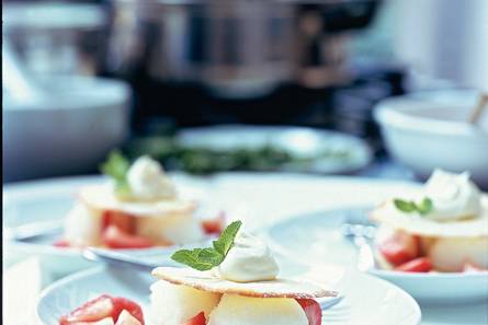 Wafeltjes met citroensorbetijs en mascarpone