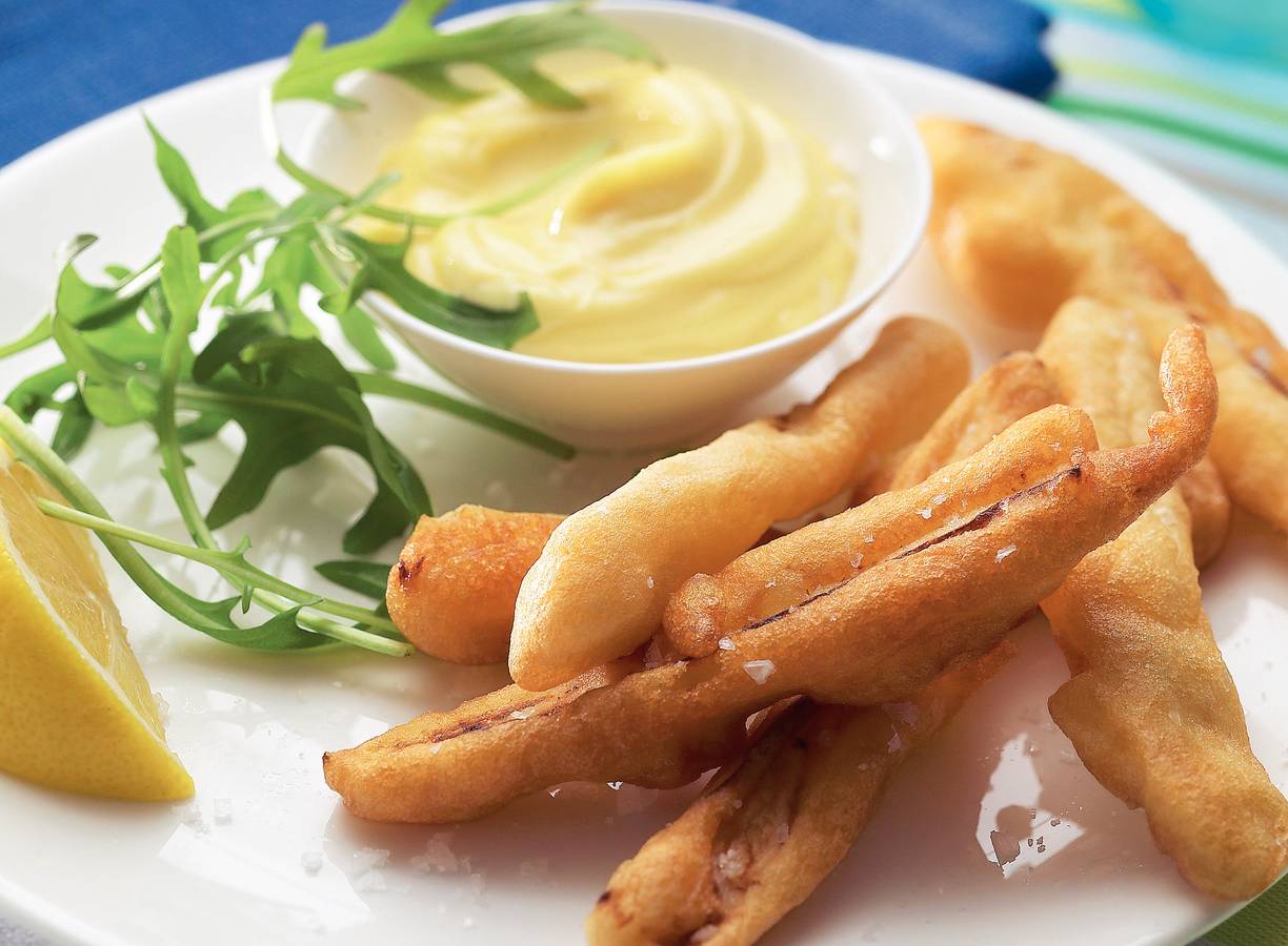 Krokant gefrituurde asperges