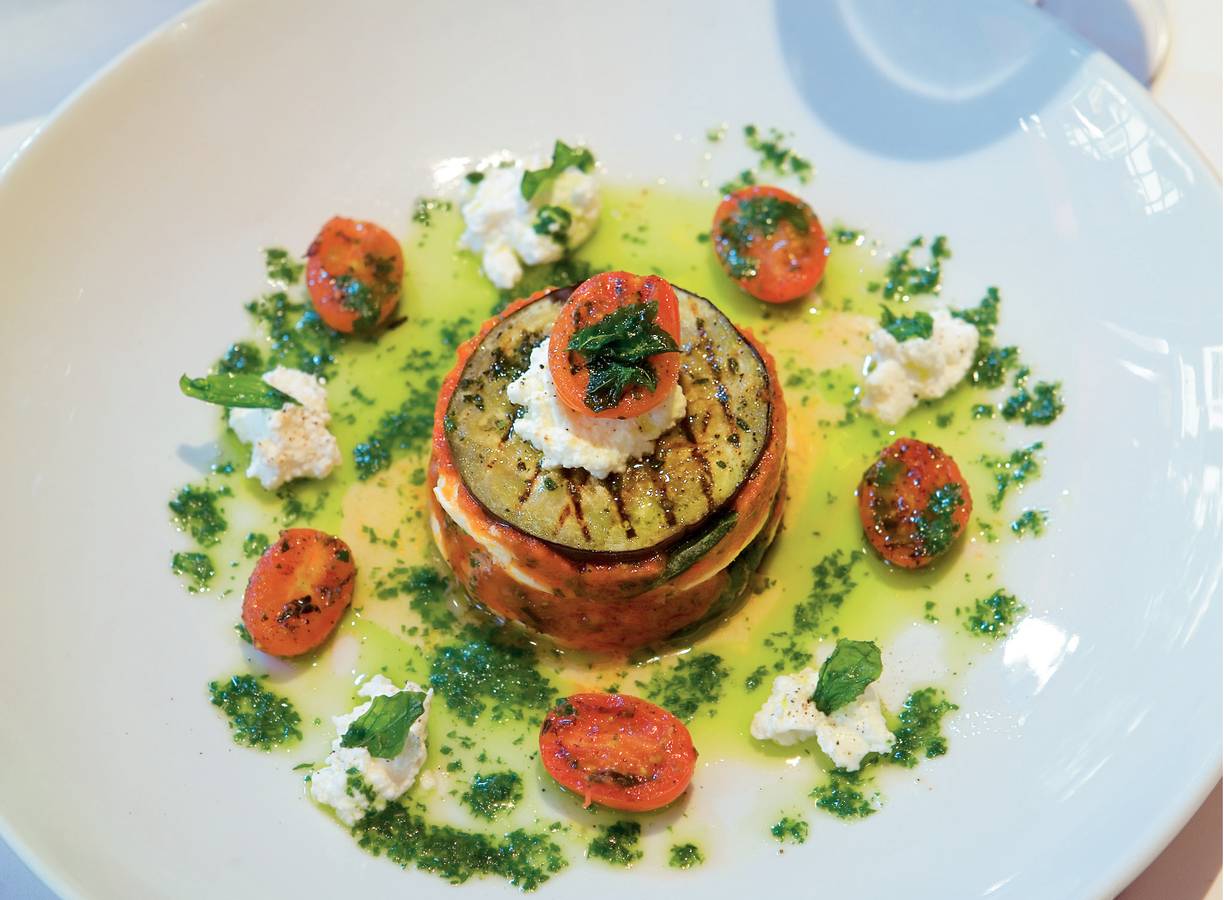 Lasagne van gegrilde aubergine met twee soorten kaas