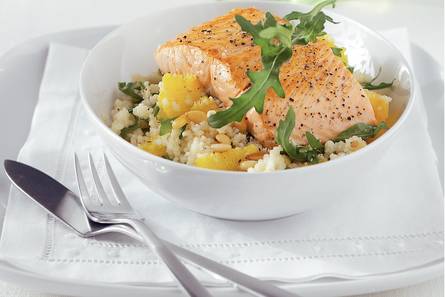 Zalm met couscous en rucola