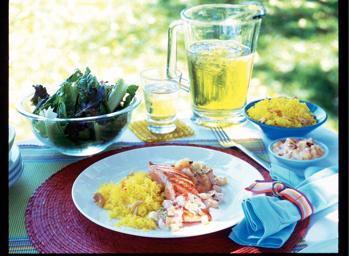 Zalm met salsa van gegrilde ananas