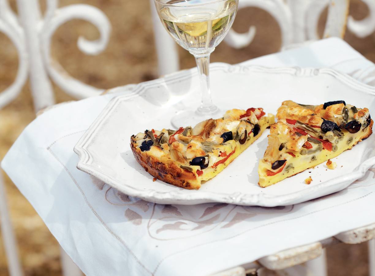 Hartige clafoutis met paprika en geitenkaas