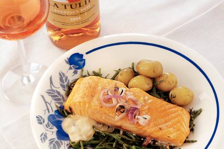 Zalm uit de oven met zeekraal en rosé