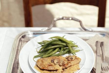 Schnitzel met champignonsaus