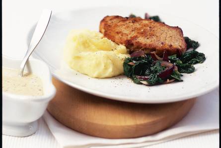 Varkensfilet met grove-mosterdsaus en puree