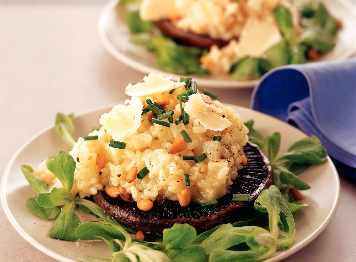 Gegrilde portobello met koolrabirisotto
