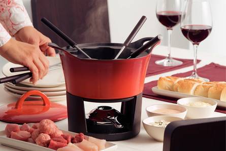 Kaasfondue met paddestoelen