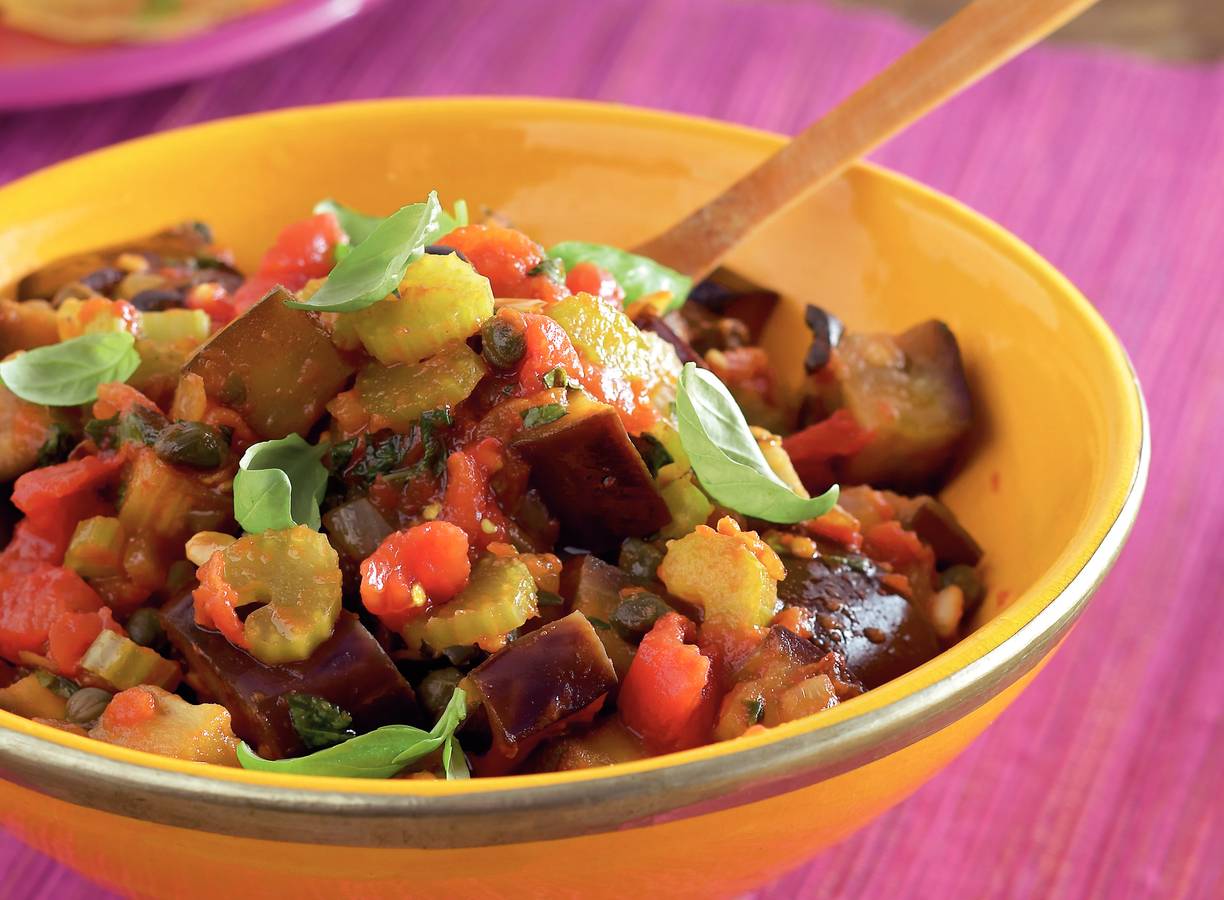 Auberginestoofpotje met bleekselderij