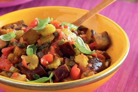 Auberginestoofpotje met bleekselderij