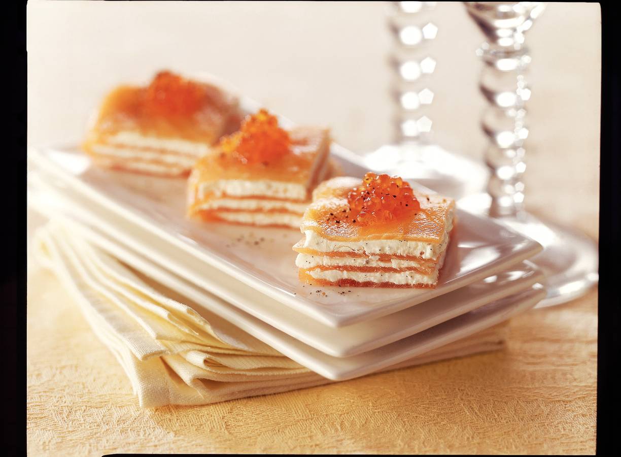 Zalmhapjes met vanillecrème