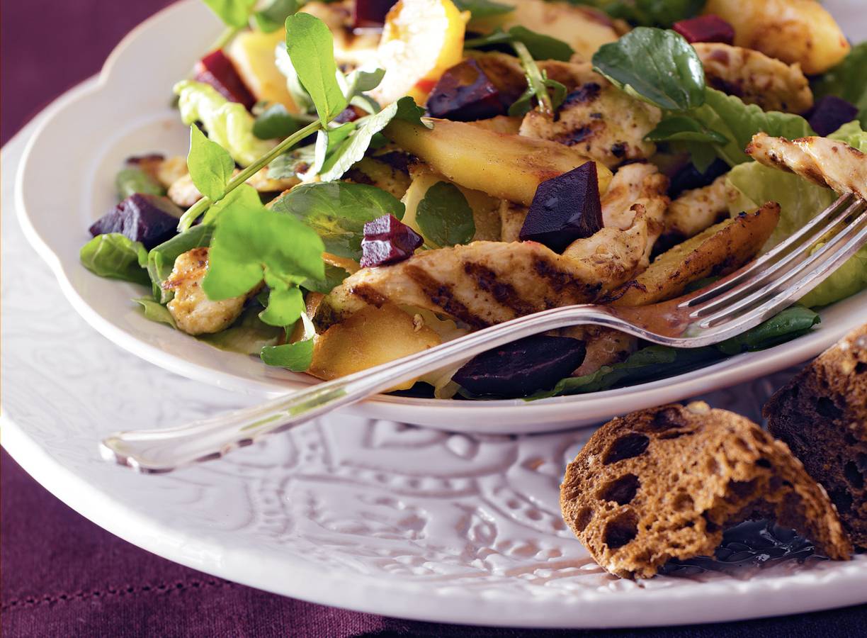 Wintersalade met gegrilde kipfilet