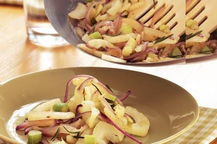 Venkel met rode ui uit de wok