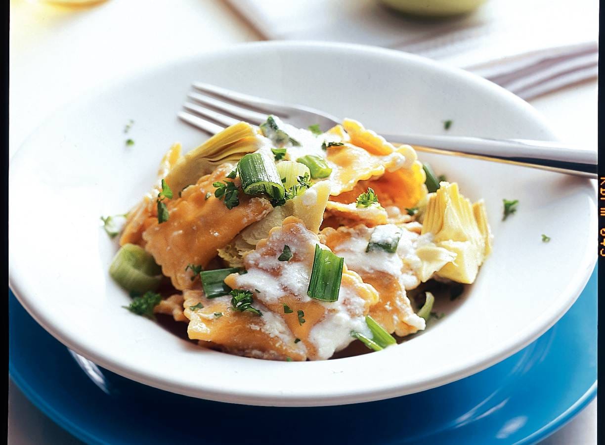 Ravioli met artisjok en ricotta