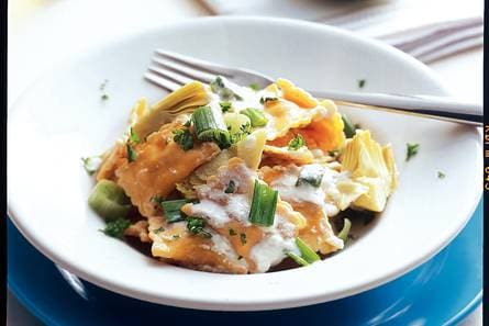 Ravioli met artisjok en ricotta